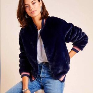 MOTHER the Letterman Fur Bomber style Jacket size Small